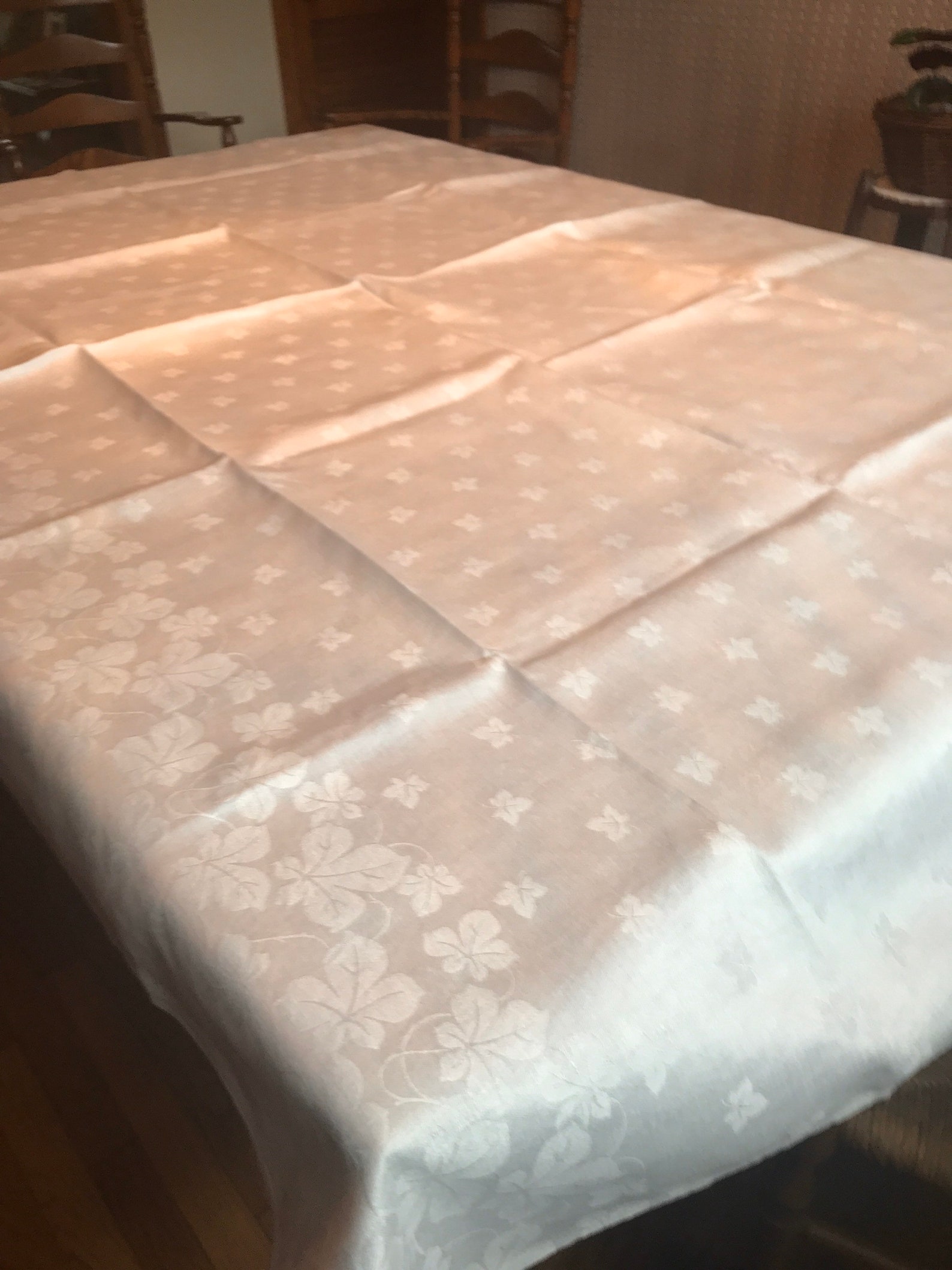 White Damask Tablecloth Etsy