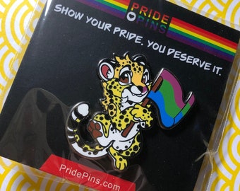 Guepardo LGBT #618 (Bandera del Orgullo Polisexual) Pin Fursona (Grado C)