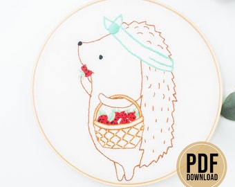 Hand Embroidery Pattern / Hedgehog Embroidery Pattern / Clever Clove Embroidery Designs / Woodland Creature Embroidery