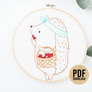 Hand Embroidery Pattern / Hedgehog Embroidery Pattern / Clever Clove Embroidery Designs / Woodland Creature Embroidery
