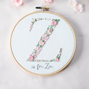 Padrão de bordado de letras / Padrão de bordado inicial Z / Padrão de bordado à mão personalizado / Design de bordado inicial personalizado
