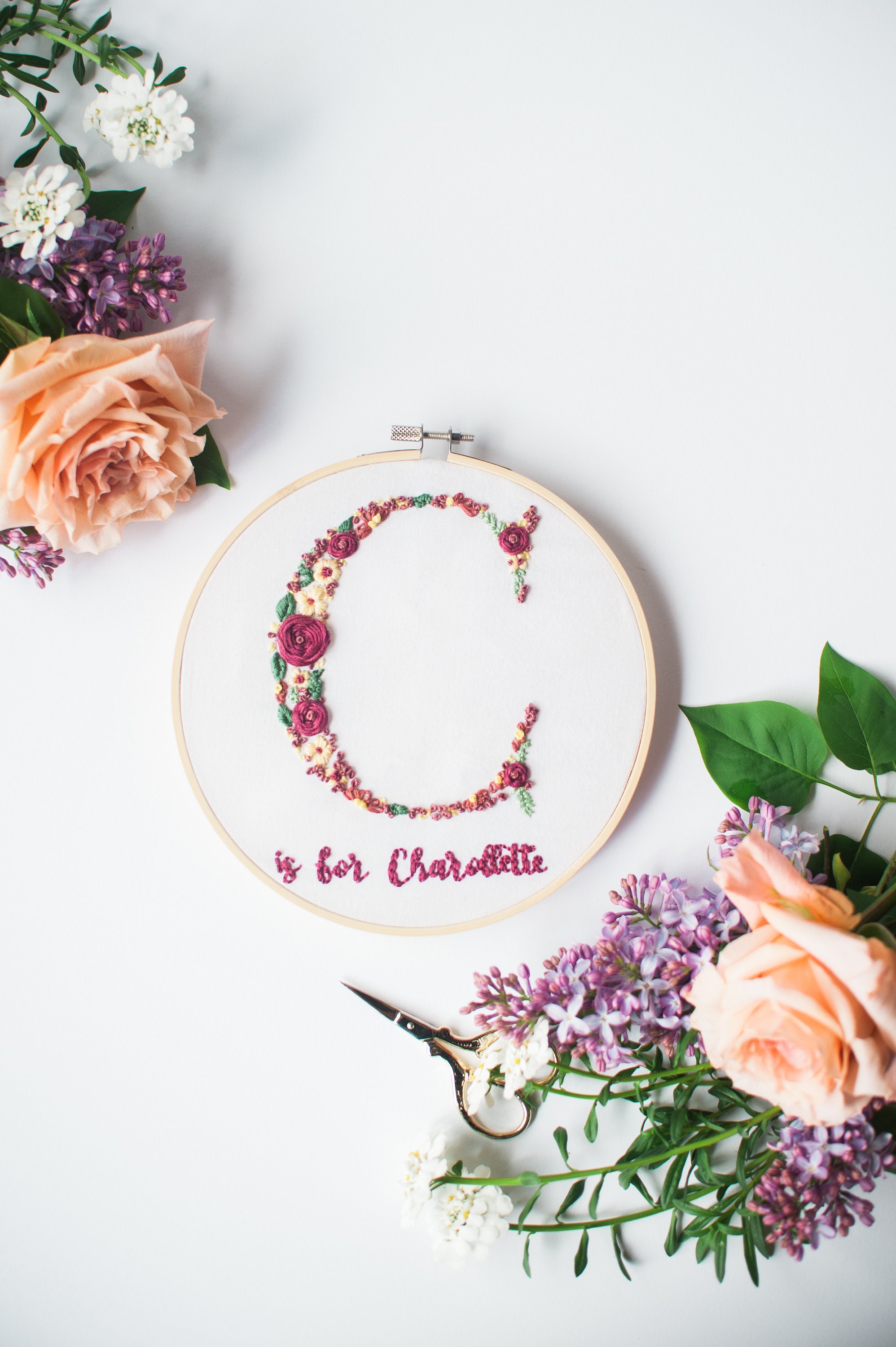 Floral Monogram Embroidery Pattern, Letter E (PDF Pattern) - Etsy
