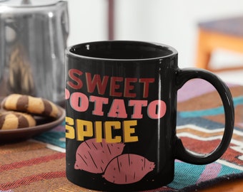 Sweet Potato Spice, Sweet Potato, Sweet Potato Spice Mug, Pumpkin Spice Mug, Black Mug