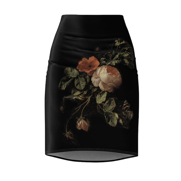 Still Life with Roses (and a snail!) Black Pencil Skirt