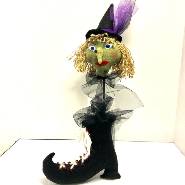 Wendy Witch on a Poke Stick & Witch Boot ePattern /Halloween/ Decor/ Primitive/ Felt -Instant Download