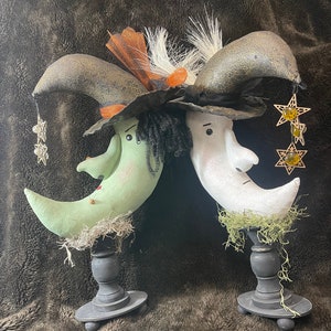 Mr Maxwell Moon and Winifred Witch Moon, Sewing ePattern /Moon/ Primitive/ Decor / Halloween/ Instant Download, PDF