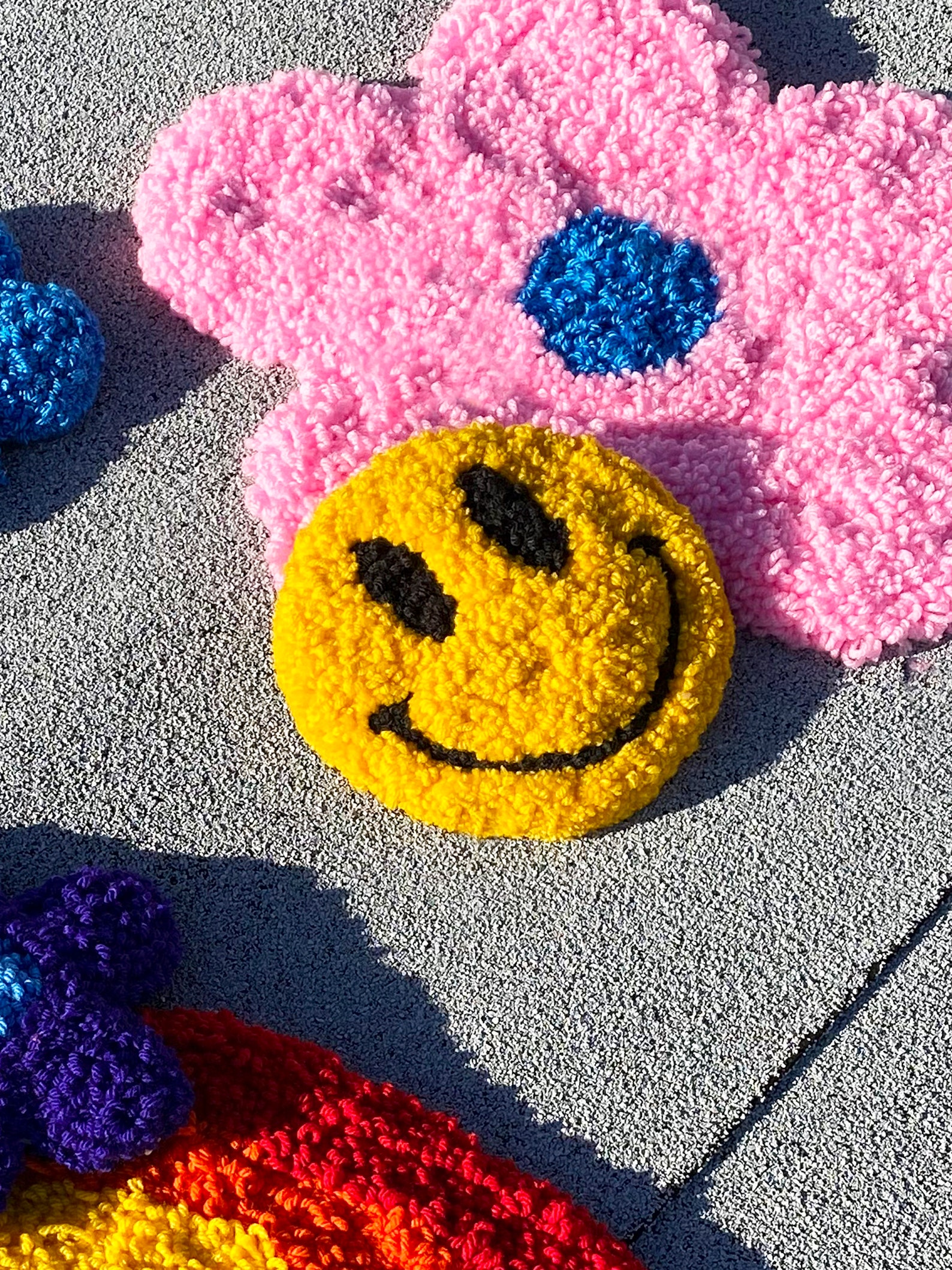 Smiley Face Rug Alfombra de acento hecho a mano Mini Rug | Etsy