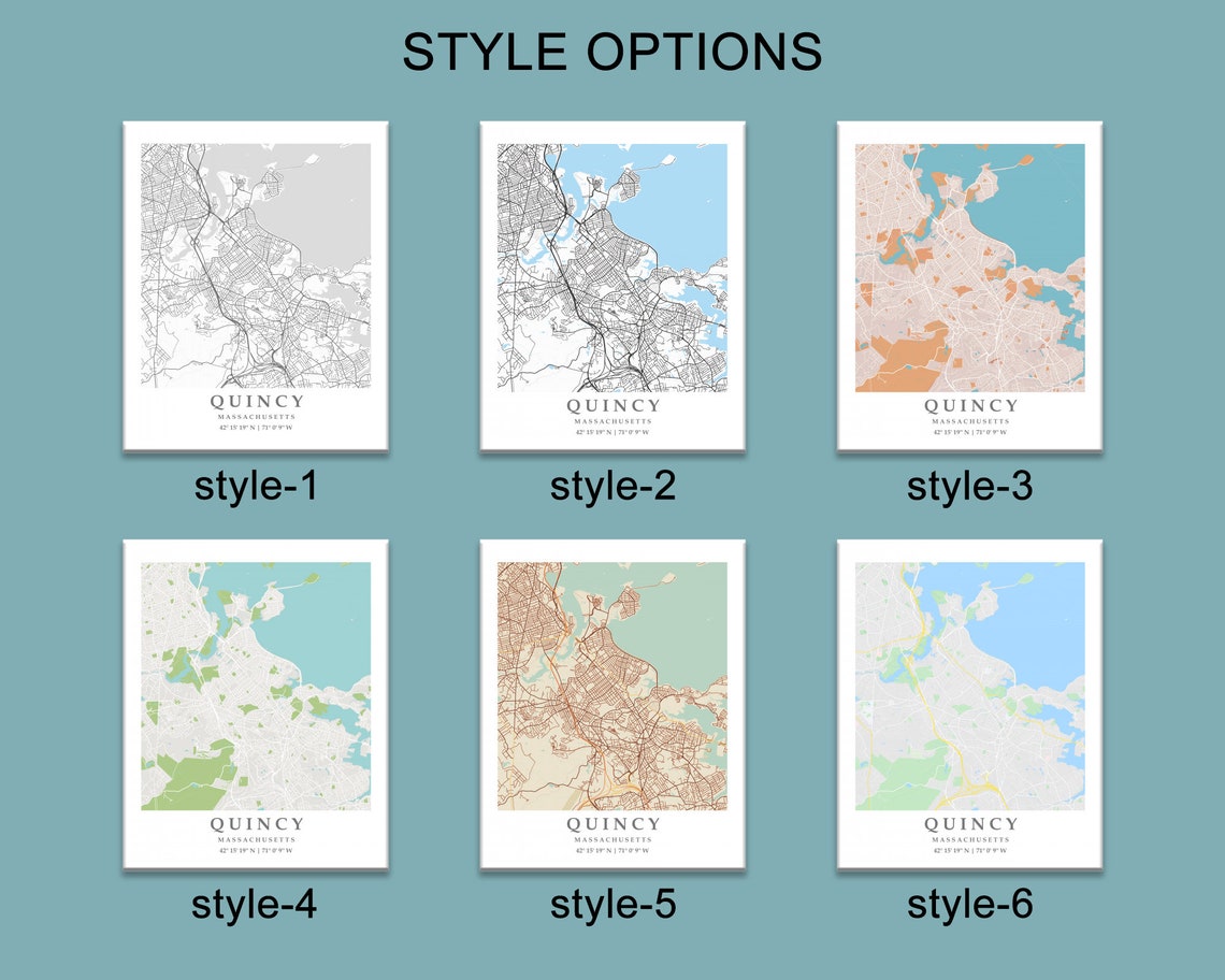 Quincy MA City Map Print Quincy Street Map Poster Quincy Etsy