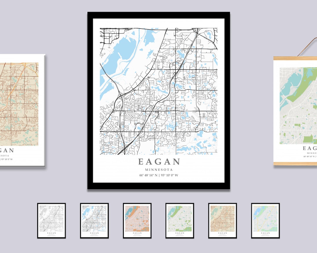 Eagan MN City Map Print Eagan Street Map Poster Eagan City Map Etsy
