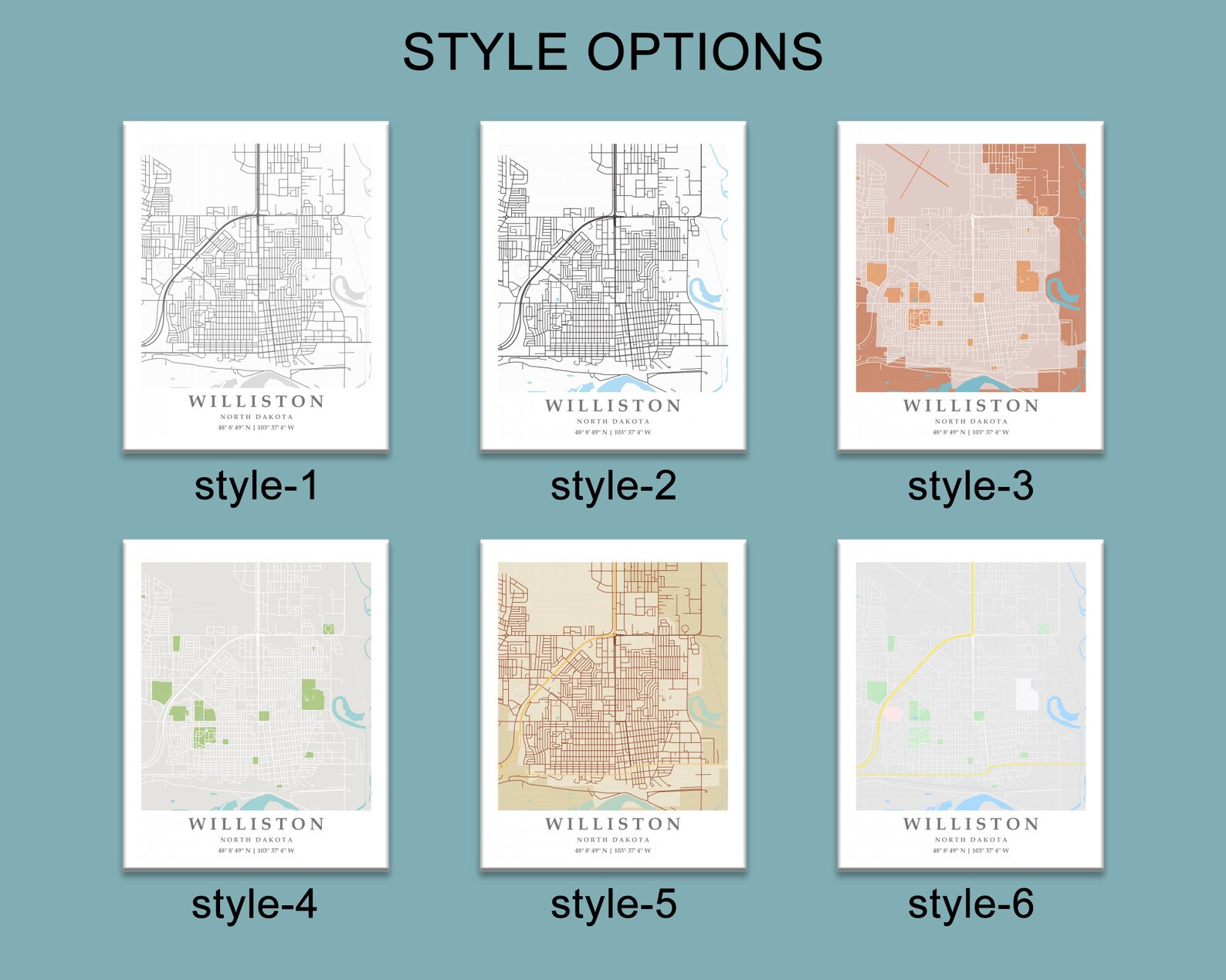 Williston ND City Map Print Williston Street Map Poster Etsy