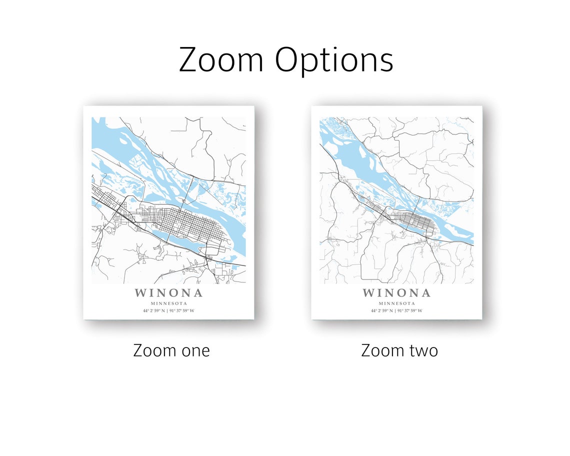 Winona MN City Map Print Winona Street Map Poster Winona City Etsy