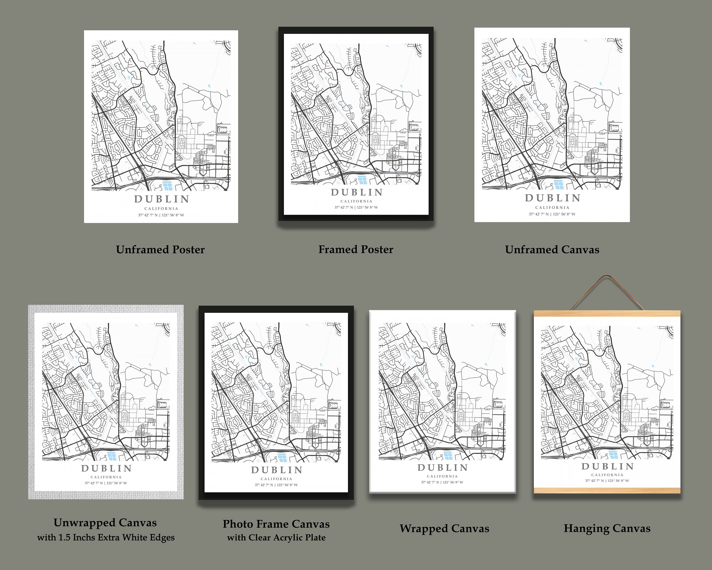 Dublin CA City Map Print Dublin Street Map Poster Dublin City Etsy