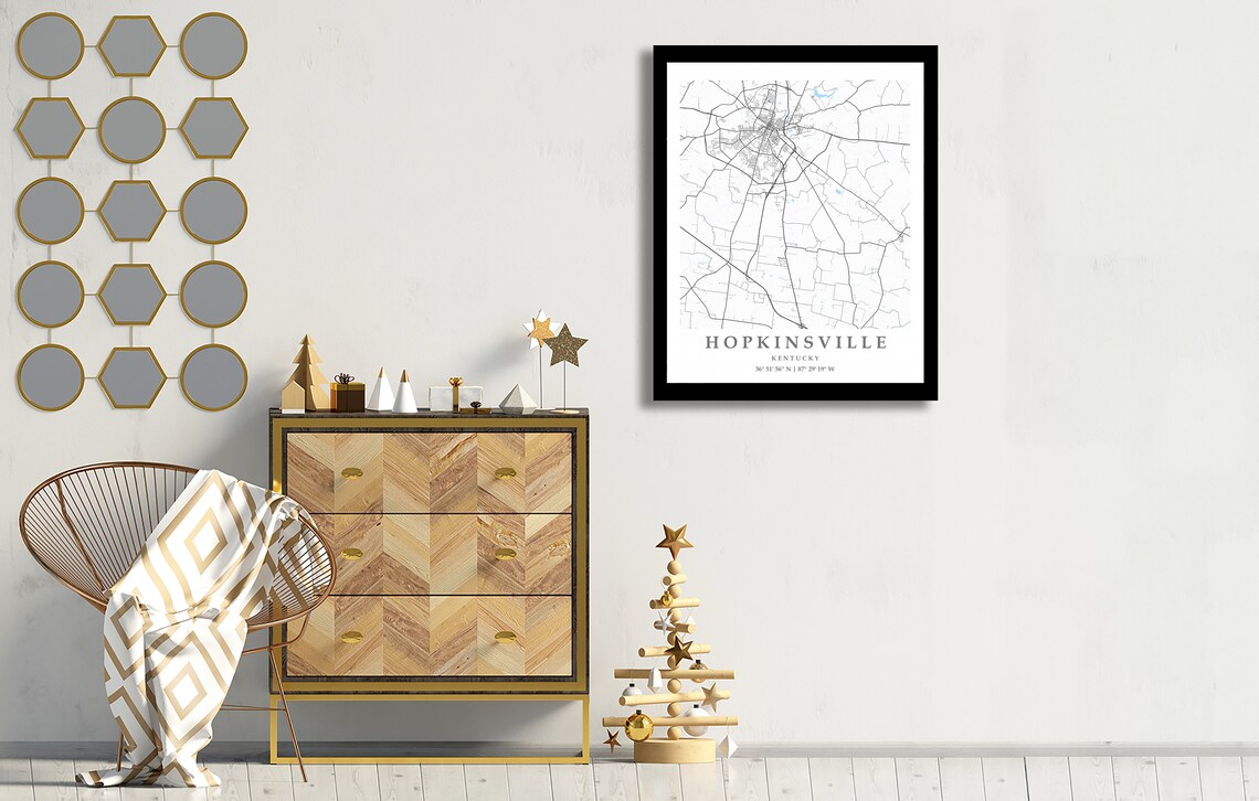 Hopkinsville KY City Map Print Hopkinsville Street Map Poster Etsy