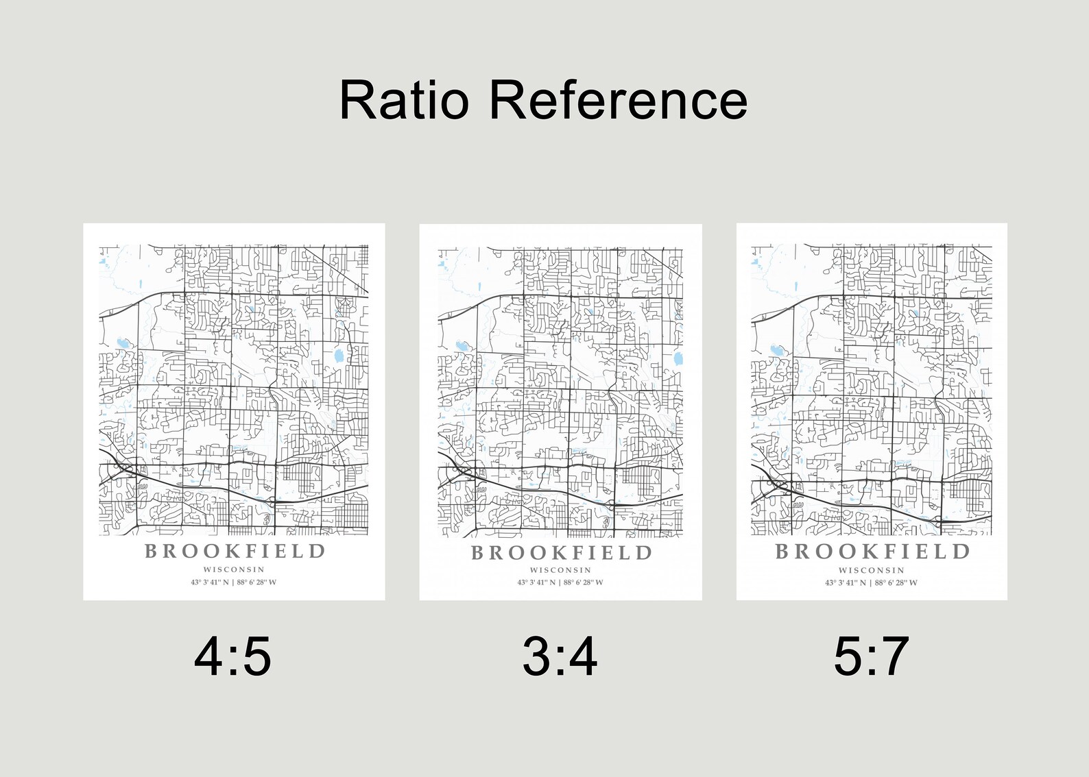 Brookfield WI City Map Print Brookfield Street Map Poster Etsy France