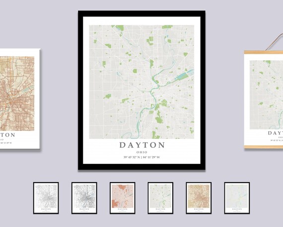 Dayton OH City Map Print Dayton Street Map Poster Dayton - Etsy