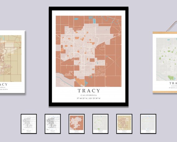Tracy CA City Map Print Tracy Street Map Poster Tracy City Map | Etsy