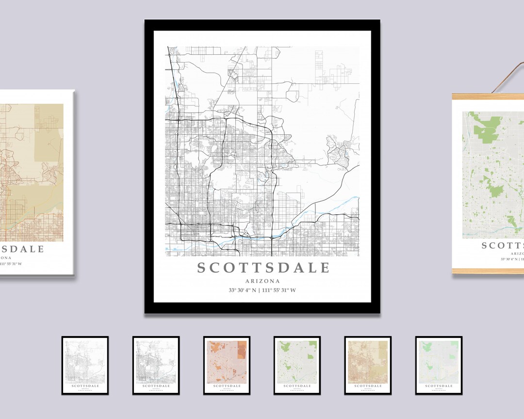 Scottsdale AZ City Map Print Scottsdale Street Map Poster - Etsy