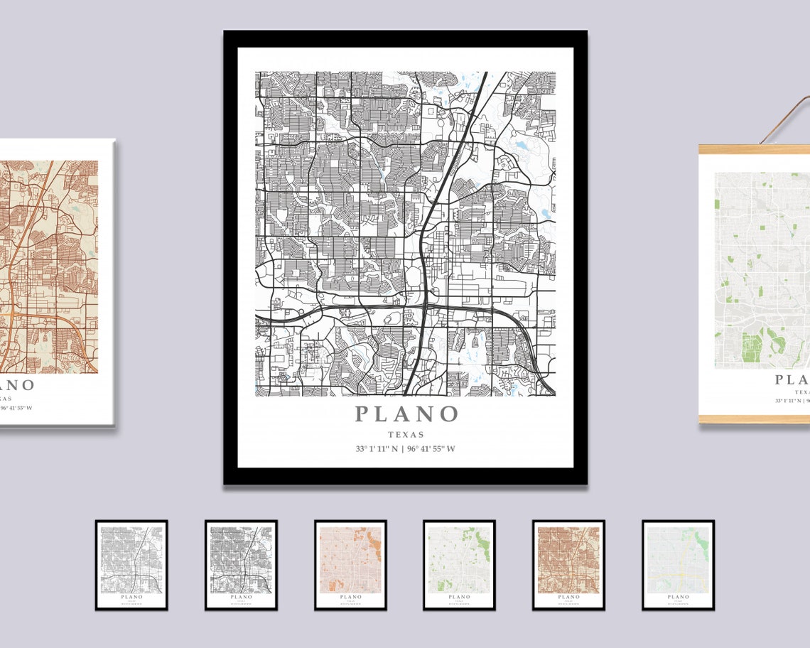 Plano TX City Map Print Plano Street Map Poster Plano City Map - Etsy