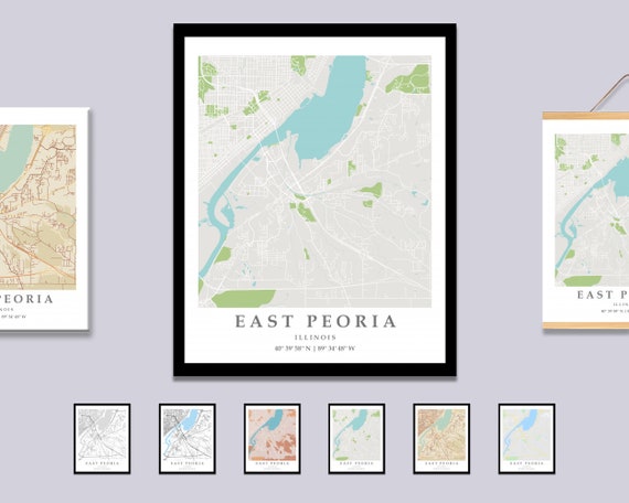 East Peoria IL City Map Print East Peoria Street Map Poster | Etsy