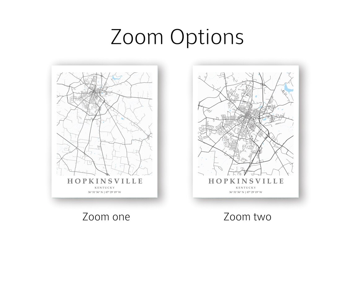 Hopkinsville KY City Map Print Hopkinsville Street Map Poster Etsy