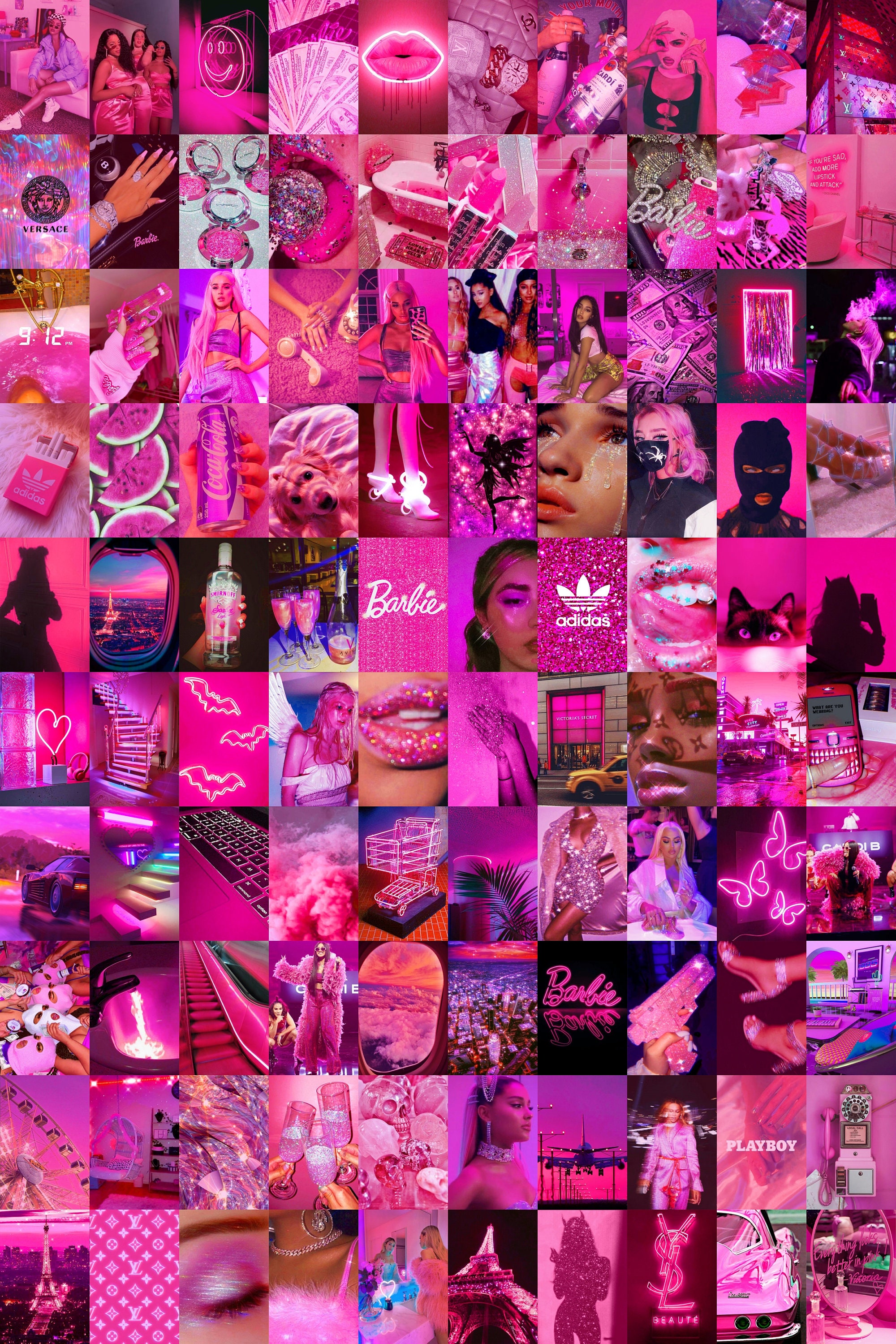 50-100 PCS Neon Photo Collage Wall Kit Pink Room Decor | Etsy