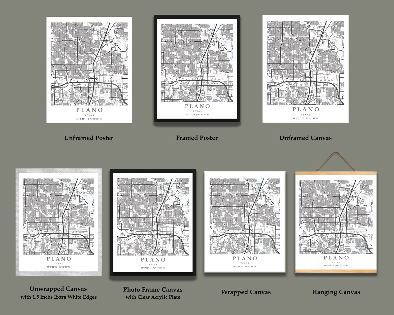 Plano TX City Map Print Plano Street Map Poster Plano City Map - Etsy