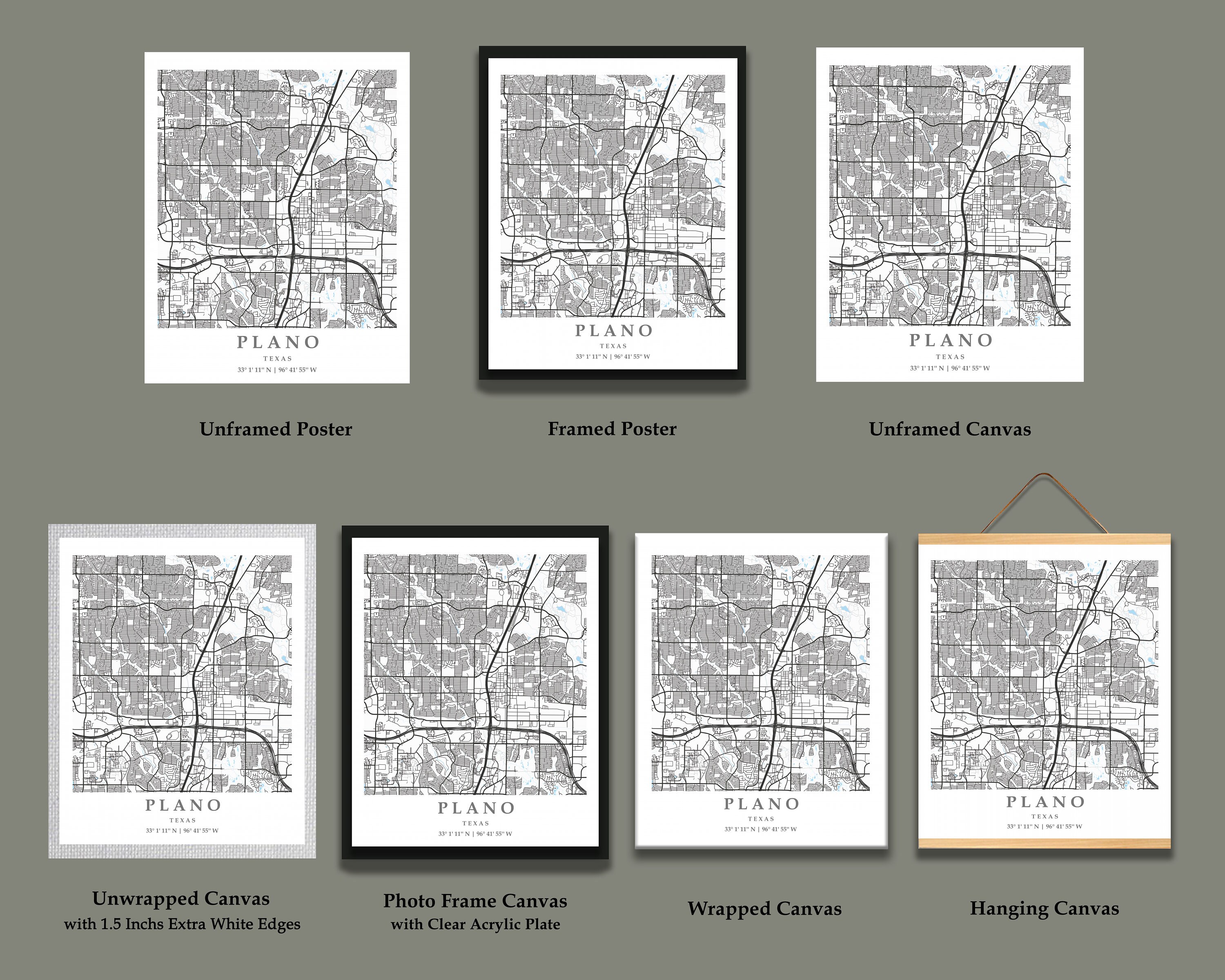 Plano TX City Map Print Plano Street Map Poster Plano City Map - Etsy