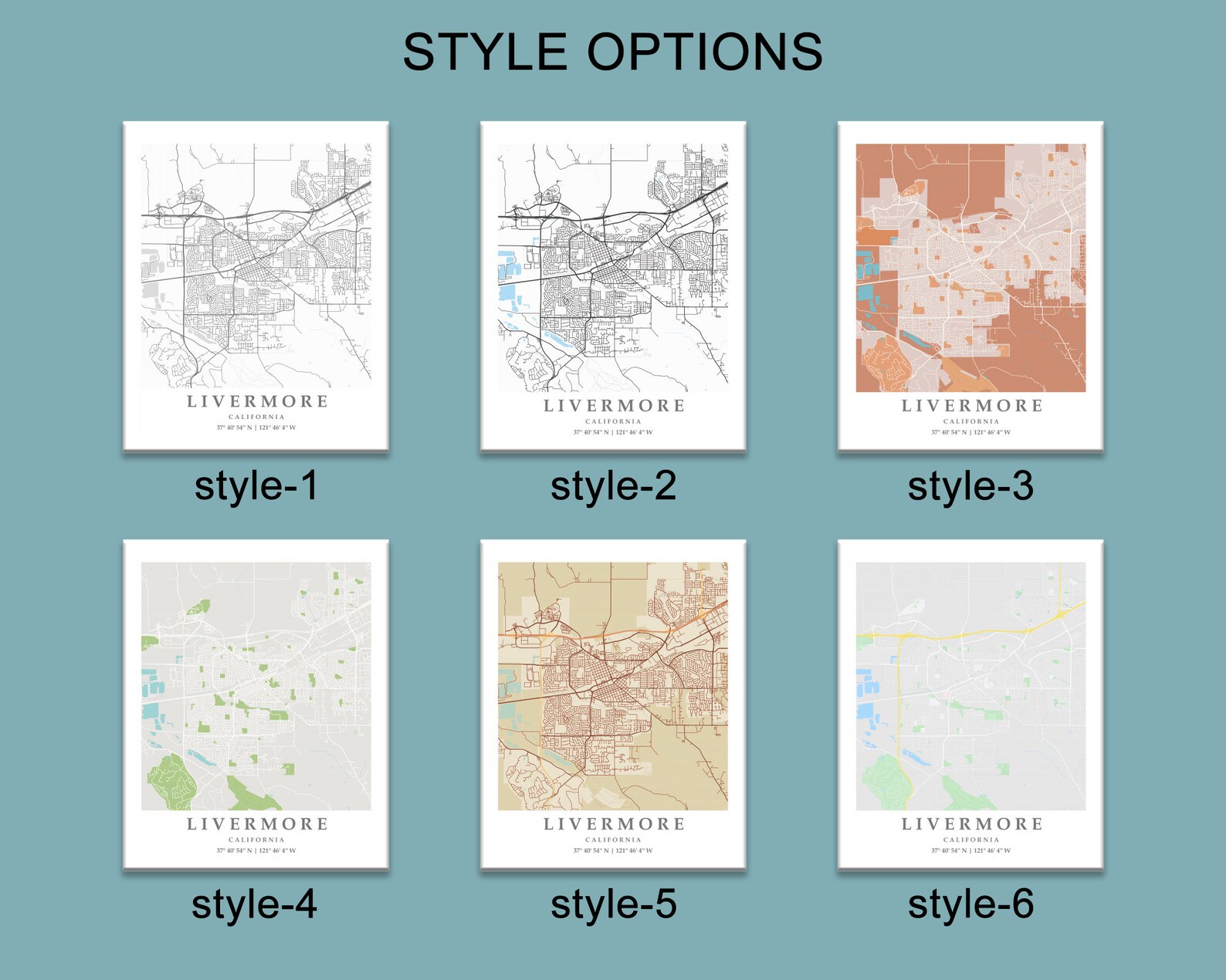 Livermore CA City Map Print Livermore Street Map Poster Etsy
