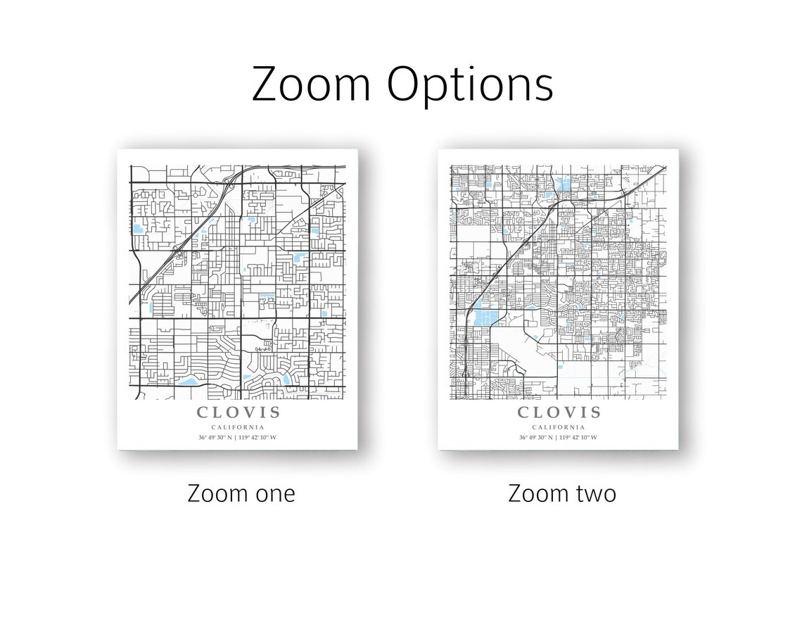 Clovis CA City Map Print Clovis Street Map Poster Clovis City Etsy