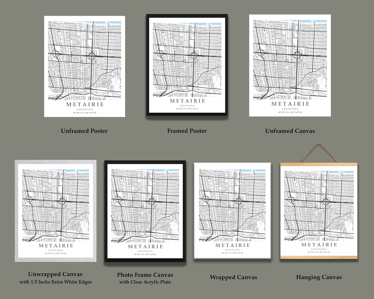 Metairie LA City Map Print Metairie Street Map Poster - Etsy