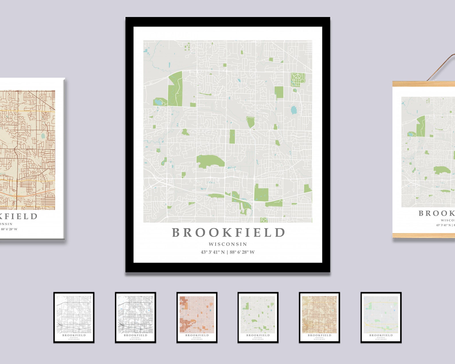 Brookfield WI City Map Print Brookfield Street Map Poster Etsy