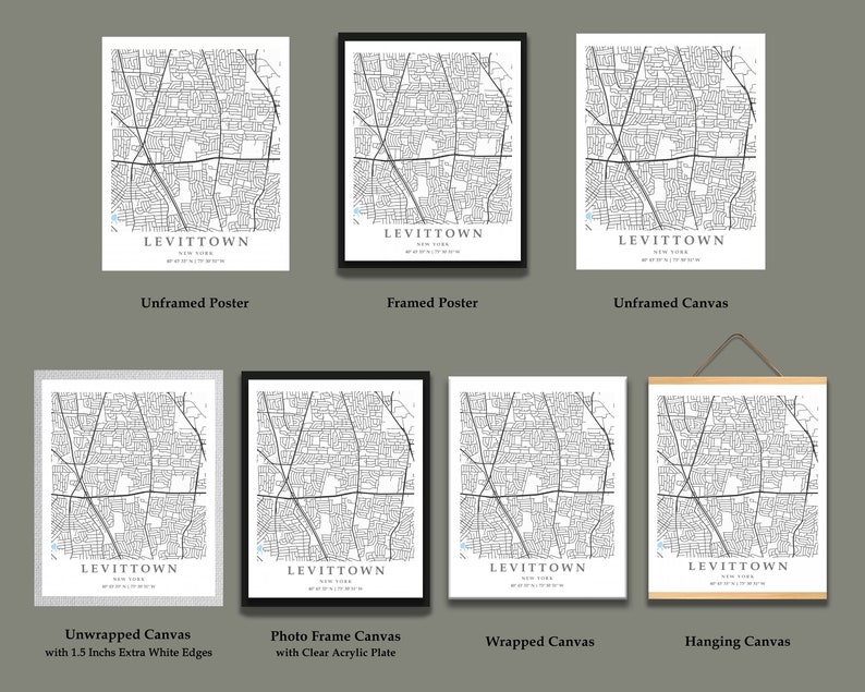 Levittown NY City Map Print Levittown Street Map Poster Etsy