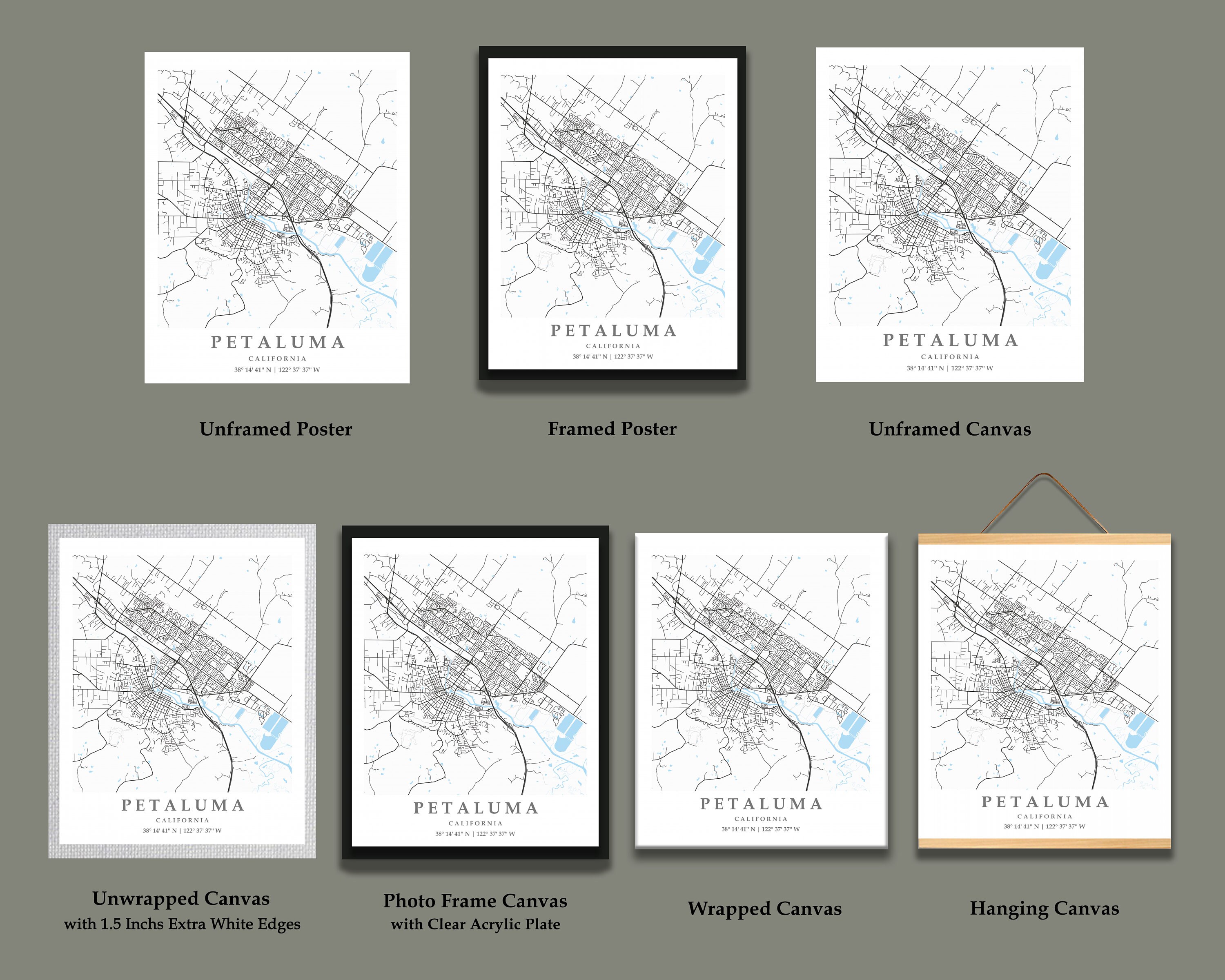 Petaluma CA City Map Print Petaluma Street Map Poster Petaluma - Etsy