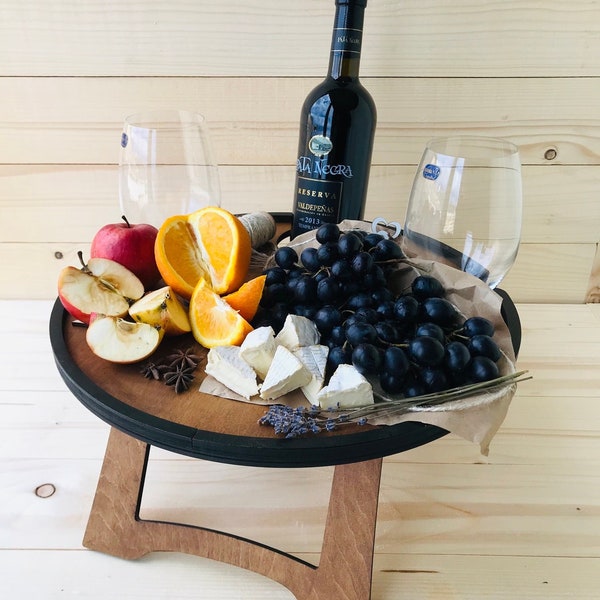Wine table for romantic evenings. Wooden Folding Picnic Table .Gifts For Couples Personalized Wine Tray  Wooden Wine Table Gifts