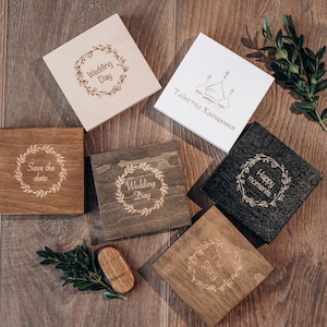 Personalized wooden box for USB| Custom box with logo| wedding box| Keepsake box