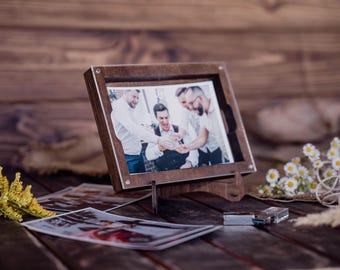 Wooden Photo Box with Frame | Personalized Wedding Keepsake