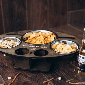 Beer and snack table stand beer gift Unique gift beer tray/Gift for dad Beer lovers/Table for beer glasses and chips, Beer Lover Gift