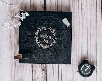 Engraved Wooden Photo Box 4x6 (10x15) with USB: Personalized Wedding Keepsake
