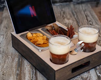 Sofa Snack Bar: Beer & Chip Holder with Tablet Stand