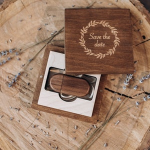 Personalized Wooden USB Box with USB 3.0 Flash Drive – Custom Engraved Save the Date Gift for Wedding or Photography Keepsakes