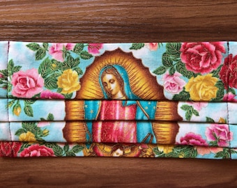 Roses & Virgen Facemask, Double Layered, 100% Cotton