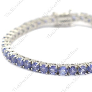 Natural Tanzanite Bracelet, 925 Sterling Silver, Tennis Bracelet, December Birthstone, Tanzanite Jewelry, Wedding Bracelet, Gift For Her