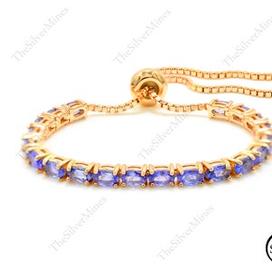 5x3mm Natural Tanzanite Bracelet, 925 Sterling Silver, Tie Bracelet, December Birthstone, Tanzanite Jewelry, Anniversary Gift, Gift For Her