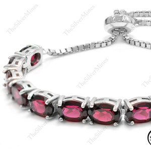 Natural Rhodolite Garnet Bracelet, 925 Sterling Silver, Tie Bracelet, January Birthstone, Gemstone Bracelet, Anniversary Gift, Gift For Her