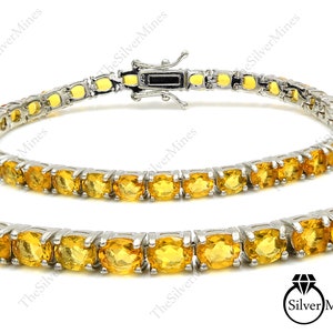 5x4 MM Natural Citrine Bracelet/ 925 Sterling Silver/ Tennis Bracelet/ November Birthstone/ Citrine Jewelry/ Wedding Bracelet/ Gift For Her