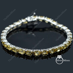 Natural Citrine Bracelet, 925 Sterling Silver, Tennis Bracelet, Citrine Jewelry, November Birthstone, Gemstone Bracelet, Wedding Bracelet