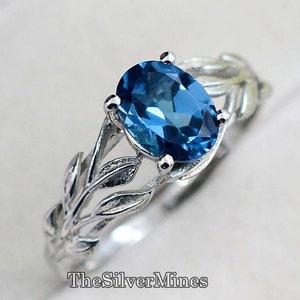 Natural London Blue Topaz Ring/ 925 Sterling Silver Ring/ Solitaire Ring/ December Birthstone/ Anniversary Ring/ Wedding Ring/ Gift For Her