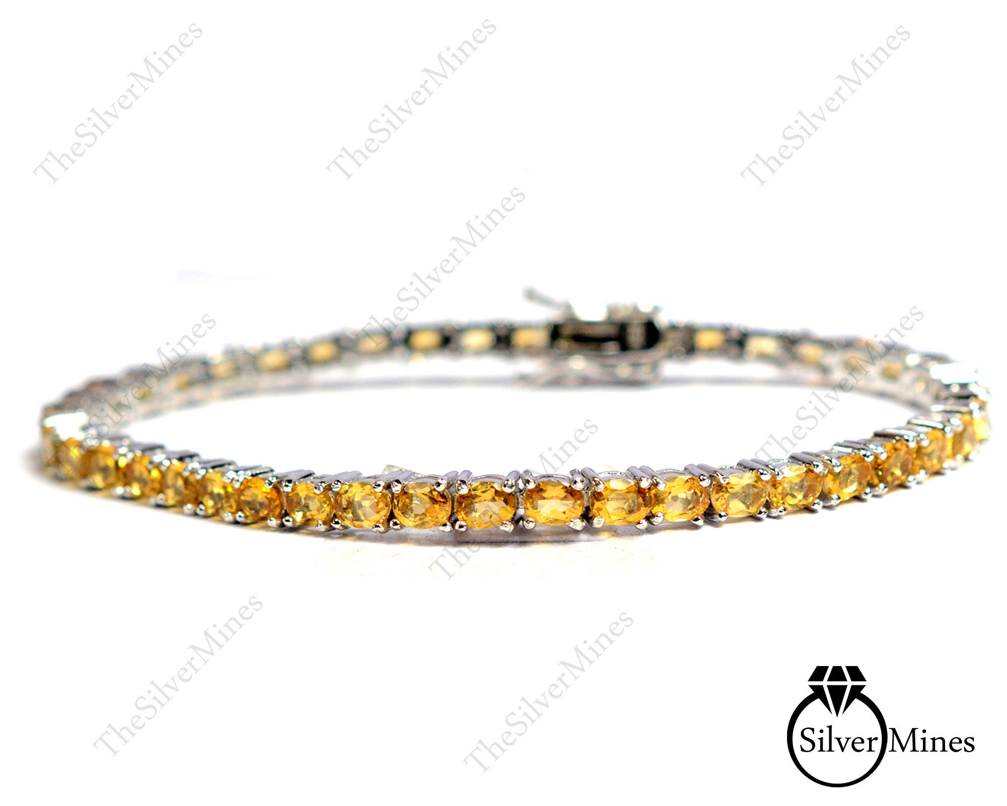 Natural Citrine Bracelet 925 Sterling 