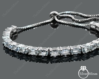 Natural Aquamarine Bracelet/ 925 Sterling Silver/ March Birthstone/ Silver Bracelet/ Aquamarine Jewelry/ Women Bracelet/ Gift For Her