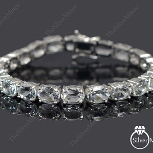 Natural White Topaz Bracelet/ 925 Sterling Silver/ Topaz Tennis Bracelet/ April Birthstone/ Women Bracelet/ Wedding Bracelet/ Gift For Her